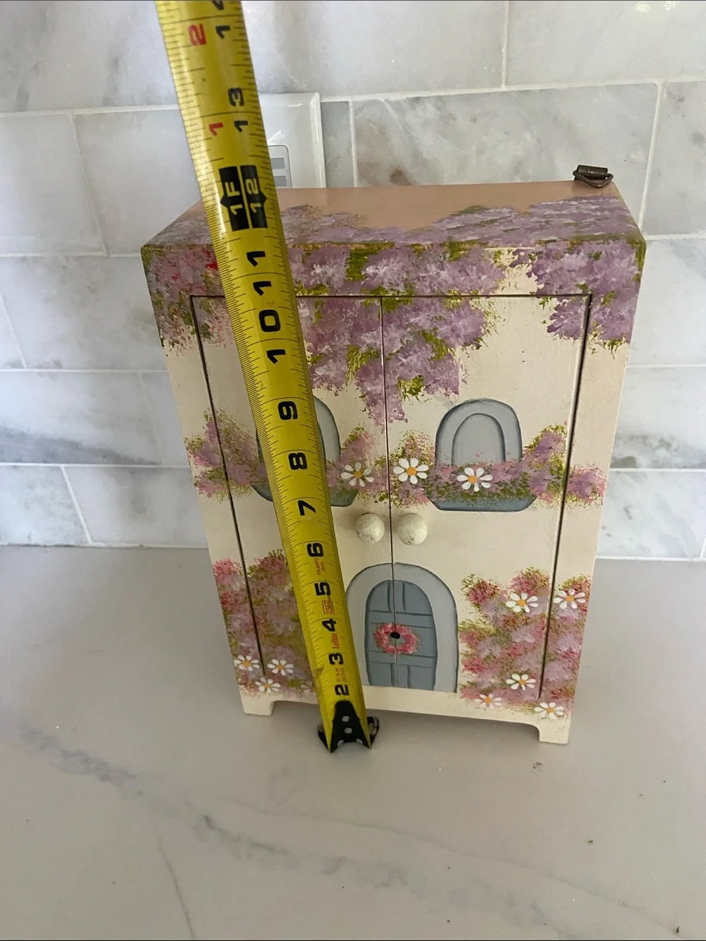 Hand-Painted Cream and Gray Kids Jewelry Armoire